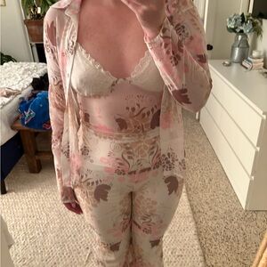 Princess Polly Cream and Pink Button Down Shirt